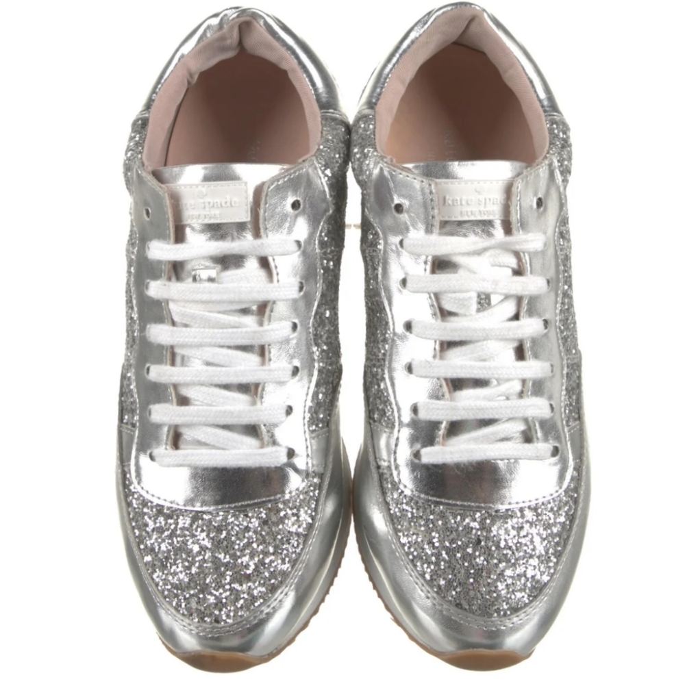 Kate spade New York Silver glitter sneakers Size 8.5